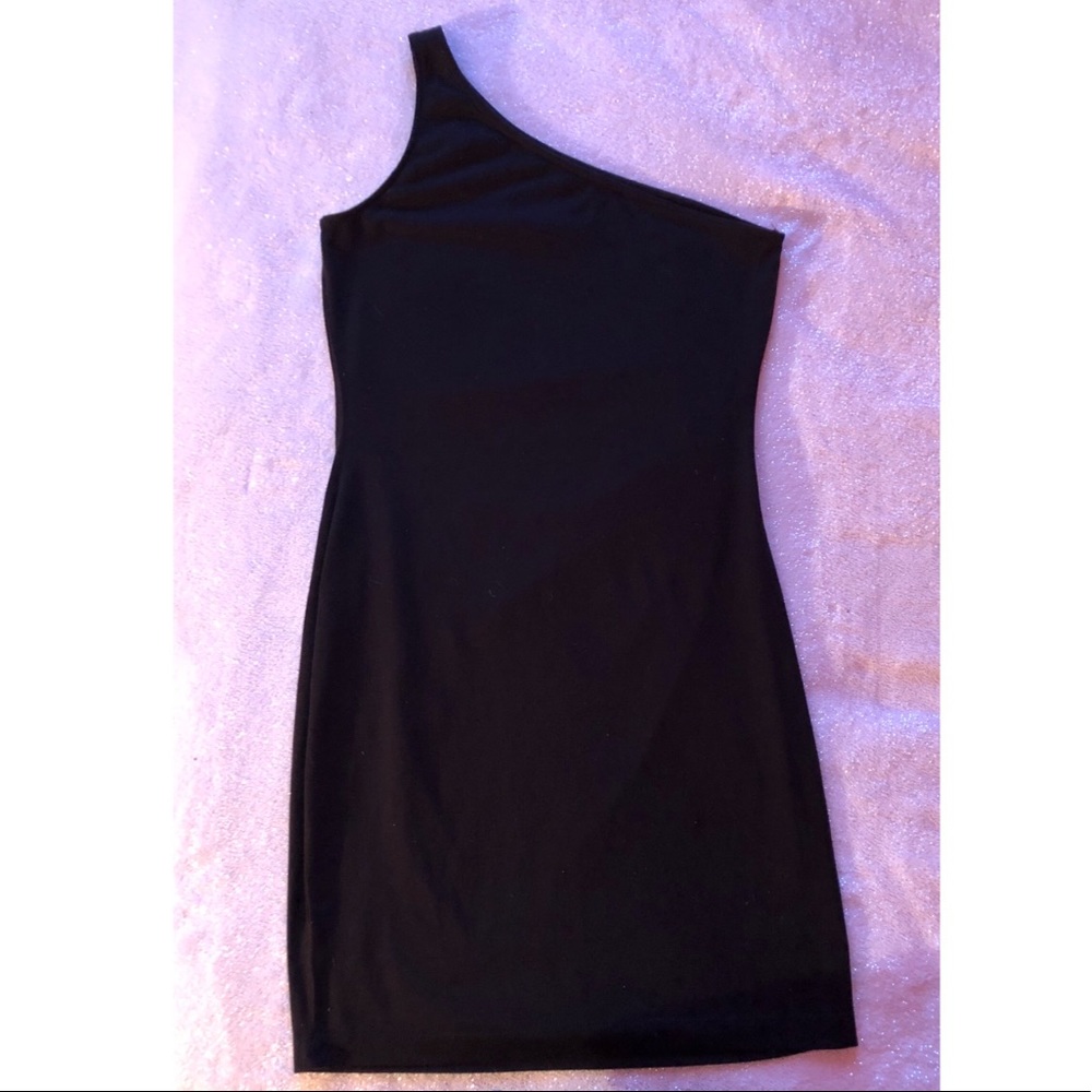 One Shoulder Midi Dress with Side Ruffles